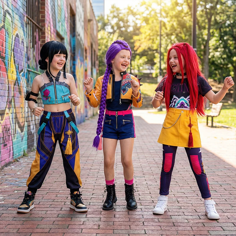 2026 Meistverkauftes Koreanisches Halloween-Kostüm Streetdance-Set Besticktes Top und Shorts-Set Bühnentanz Hip-Hop-Auftritt