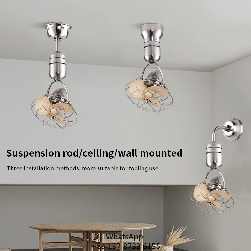 Industrial Style 12 Inch Oscillating Electric Ventilation Ceiling Fan Remote Control Metal Construction Household Hotel