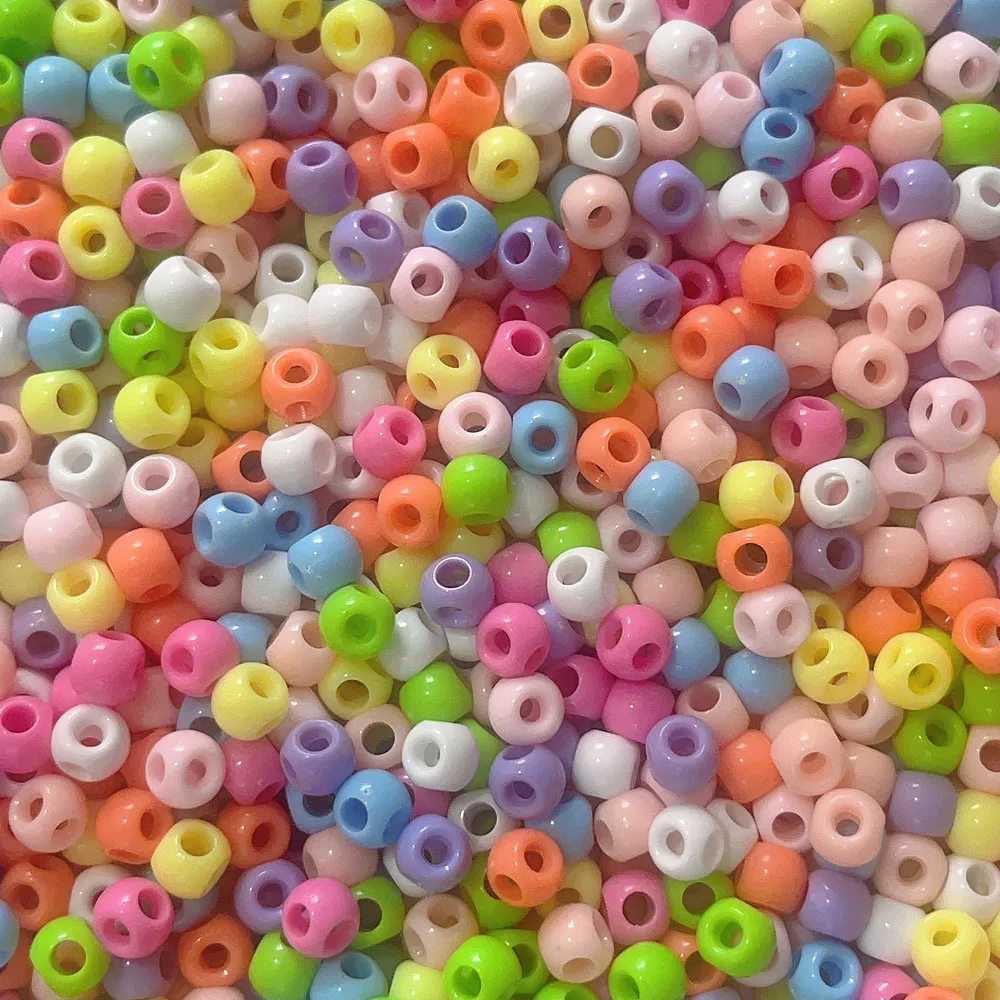 50Pcs Acrylic Four-way Hole Round Beads Candy Color Loose Beaded Handmade DIY Bracelet Pendant Jewelry Accessories 8x6mm