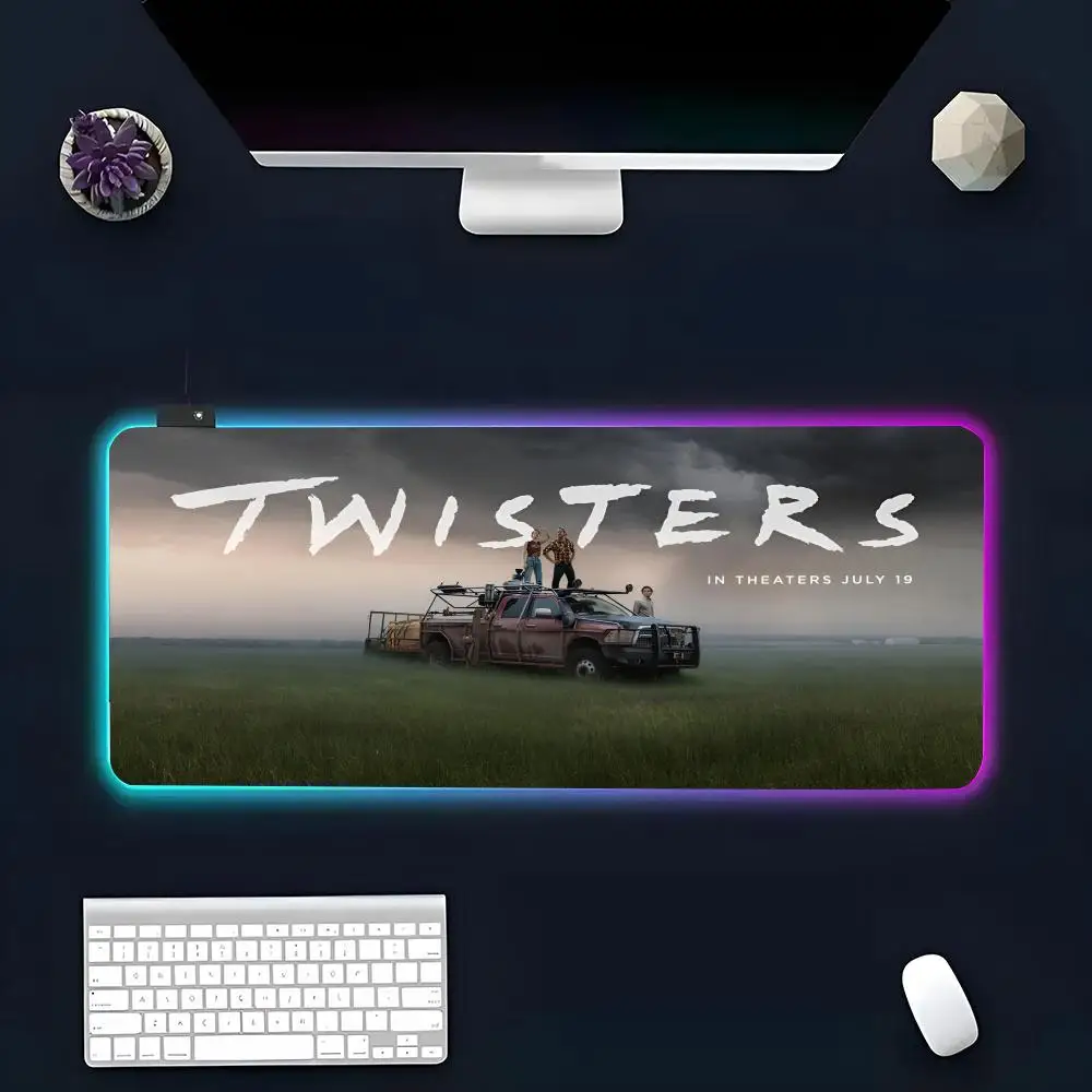 The Film T-Twisters Mouse Pad RGB Glow Personality Picture Custom PC Table Mat Carpet Mat Game Player Dedicated LED