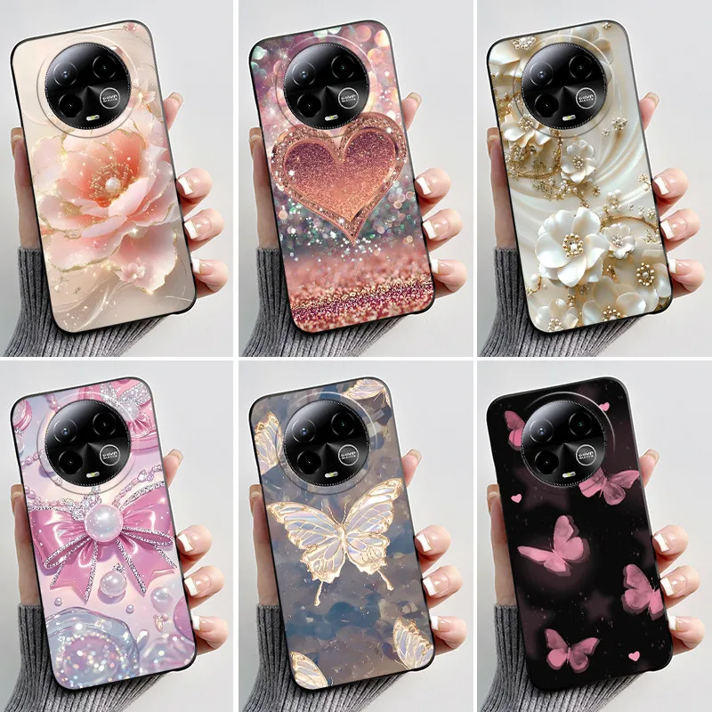 Capa de telefone impressa para BLU Bold K50, capa de silicone macio, capa preta, capa fofa com desenho de flor, fundas