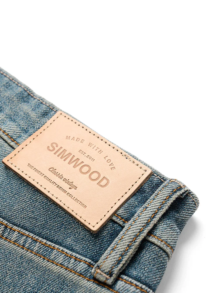 SIMWOOD 2024 herfst nieuwe slim fit elastische jeans heren comfortabele 4-weg elastische stof denim broek