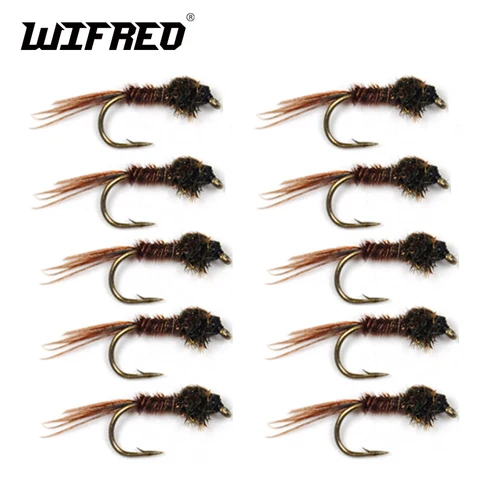 Wifreo 10 unids/lote # 14 # 16 cola de faisán Natural ninfa mosca trucha Steelhead pescado pesca moscas puede mosca ninfa fregadero rápido