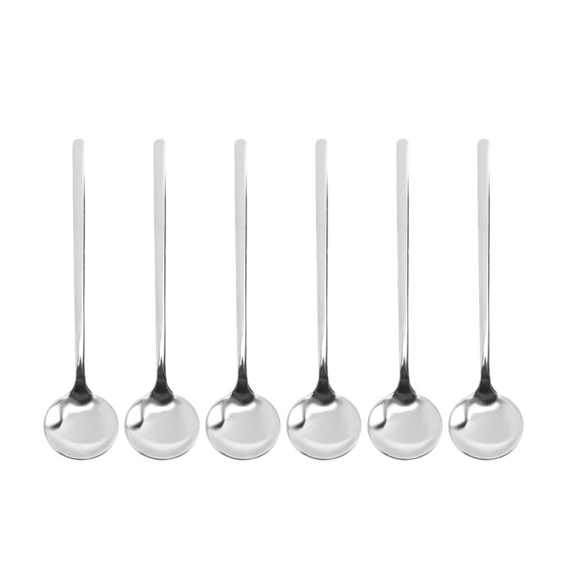 

Stainless Steel 6Pcs Espresso Spoons Teaspoons For Coffee Sugar Dessert Cake Ice Cream Soup Antipasto