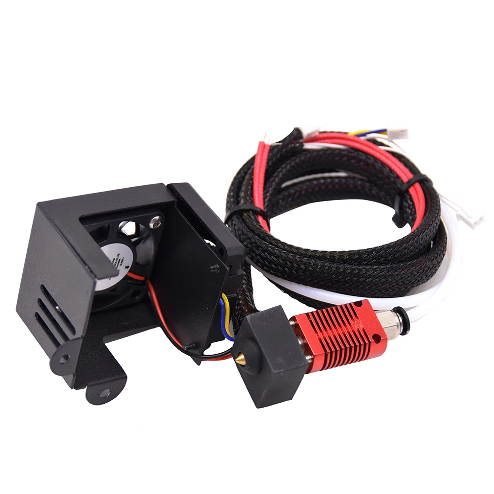 Ender-3 Full Assembled Extruder Kit 0.4mm Nozzle Heating Block Double Cooling Fan Cover Air Connections for Ender 3 CR10 Ender 5