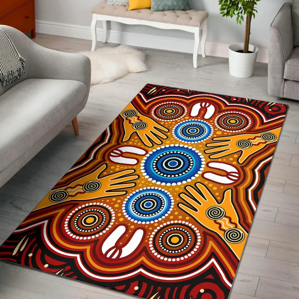 

Aboriginal dot art painting Meeting Area Rug Room Mat Floor Anti-slip Large Carpet Home Decoration Themed Living Room Carpet