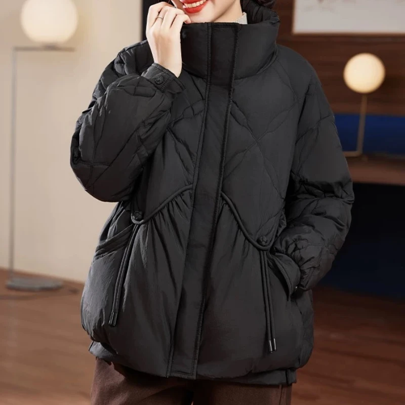 Winter New Down Coats Puffer Jackets Women Chinese Style Retro Simple Solid Outerwear Thickened Warm Snow Short Down Jackets