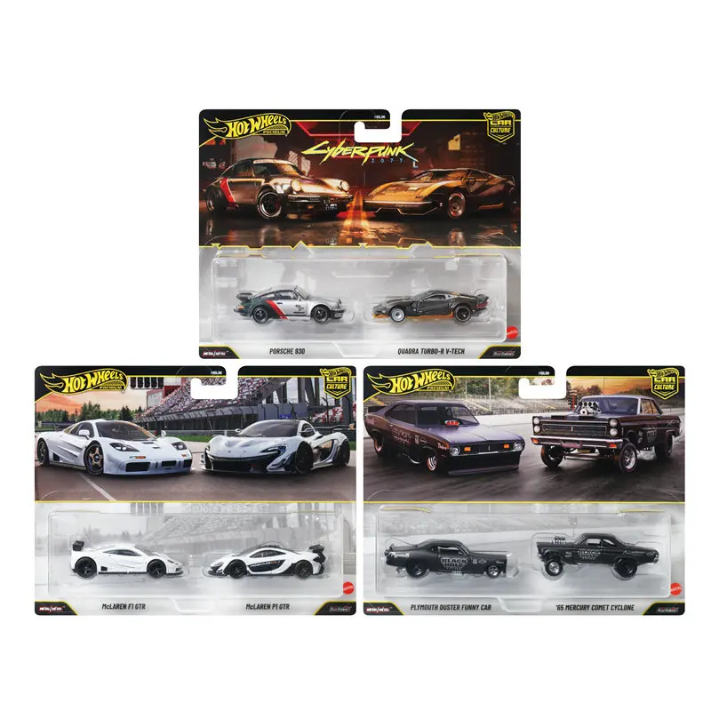 Hot Wheels Toys for Boys Car Culture 2 Pack McLaren GTR Maserati Porsche 935 Corvette Back To The Future Plymouth Car Model