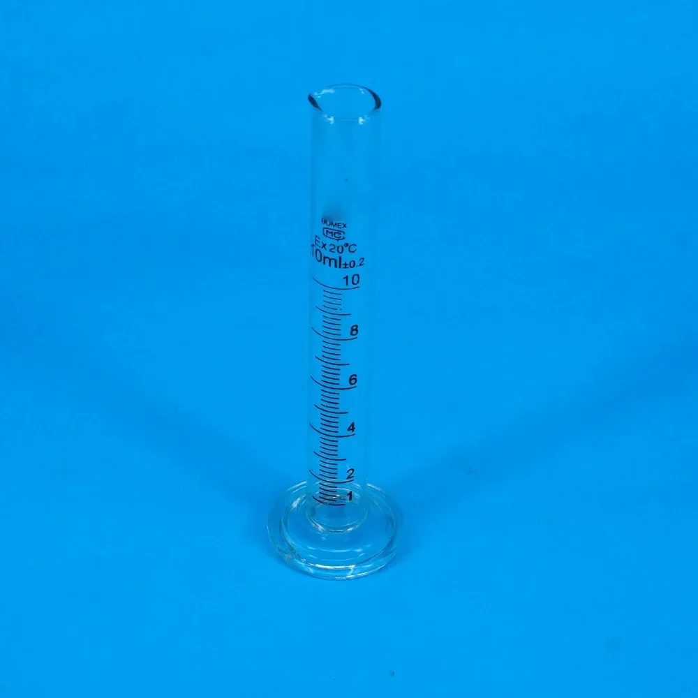 10ml Lab Glass Graduated Measuring Cylinder 110mm Height With Spout GlasswareTeaching