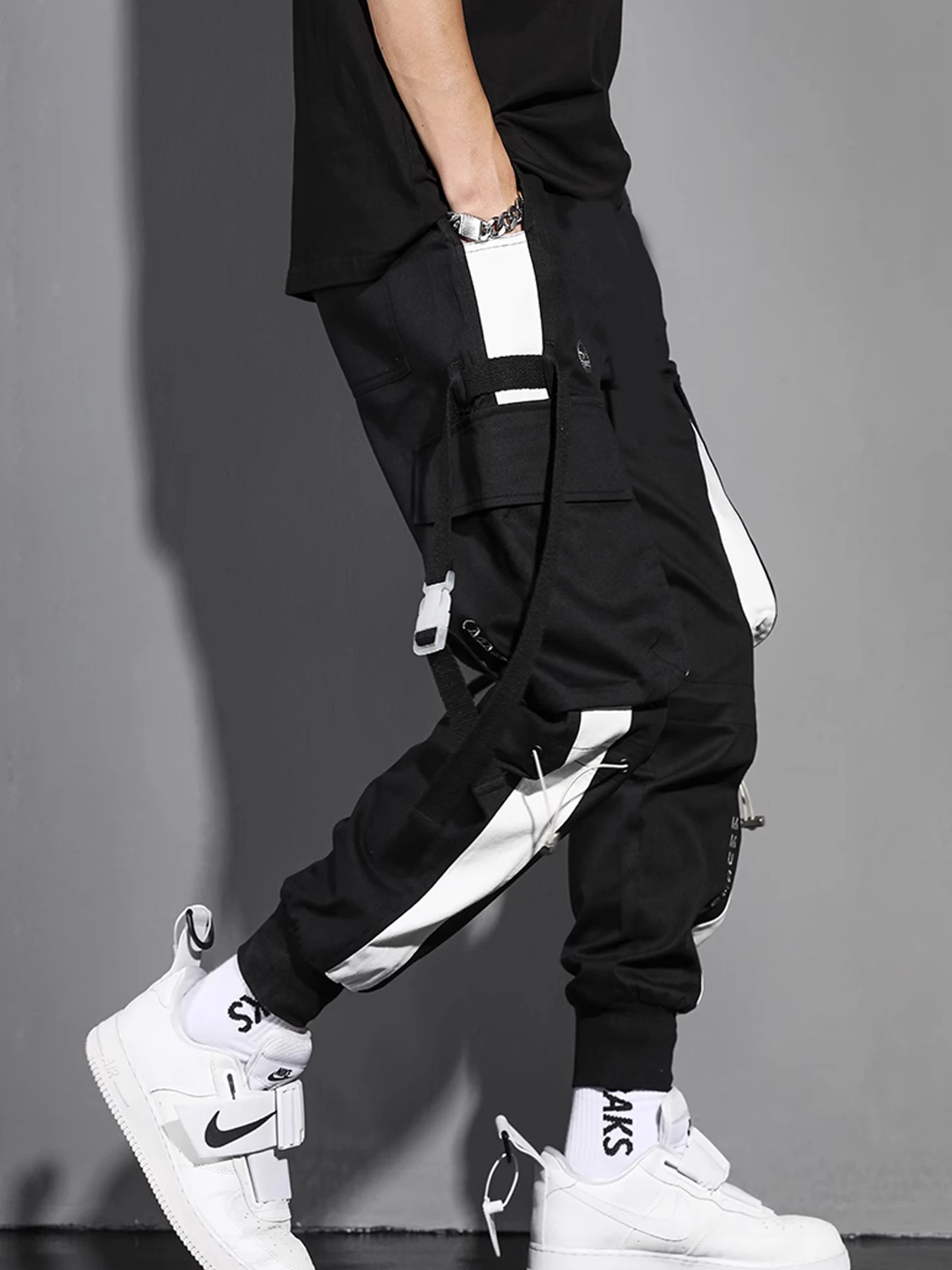 

Loose straight leg pants, polyester fiber washed wide leg casual pants, retro multi pocket work pants, men's spring new style
