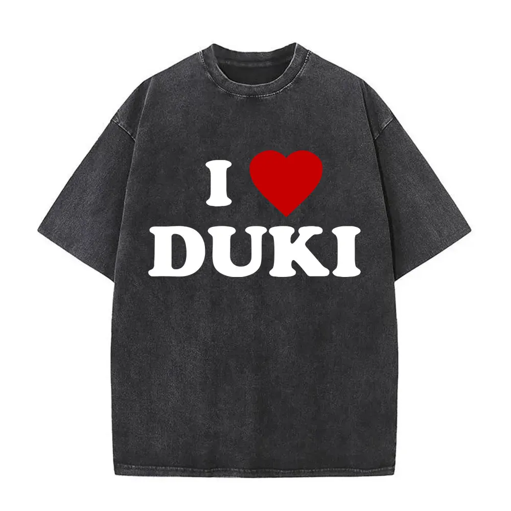 I Love Duki ADA Tour Graphic T-shirt Antes De Ameri Pattern T-shirt Men Women Hip Hop Washed Vintage T Shirts Unisex Streetwear