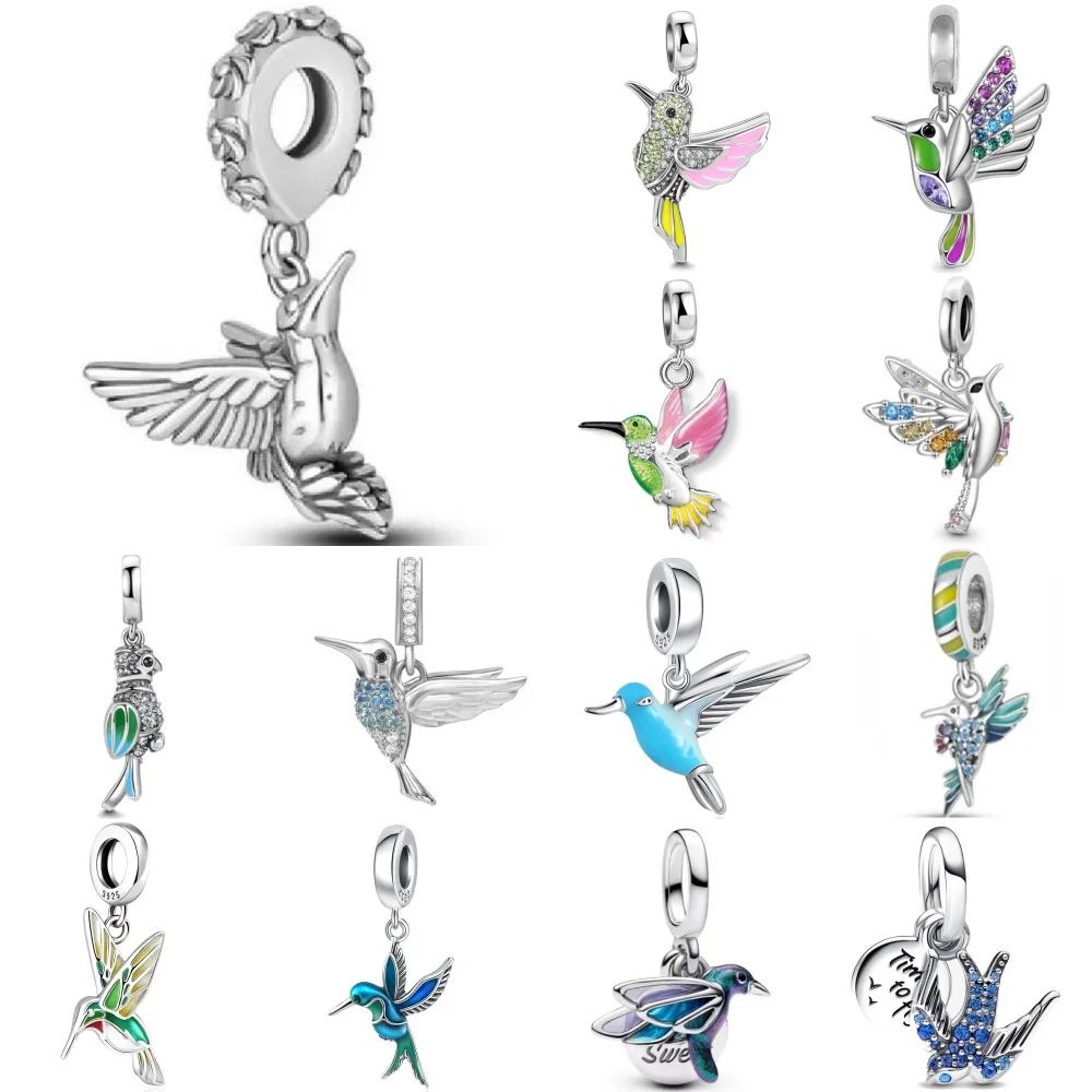 

New 925 Silver Hummingbird Swallow Pendant Bead Decoration Fit Original European Bracelet DIY Accessories Women Charm Jewelry