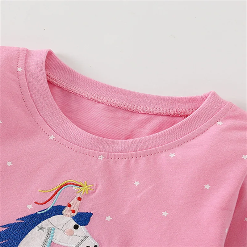 Jumping Meters Girls TShirts Unicorn Long Sleeve Baby Clothes Toddler Animals  Blouses Kids Tees Tops Shirts Costume Baby