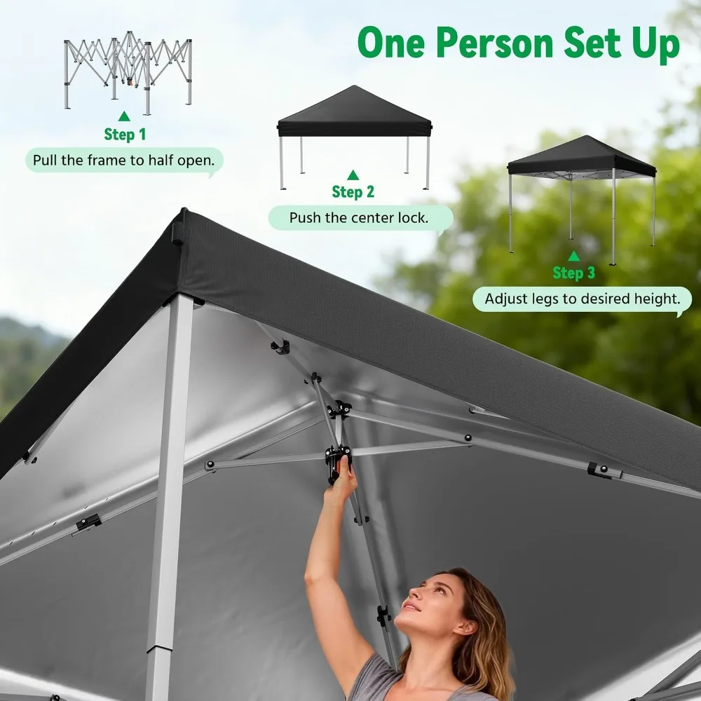 10x10 Pop Up Canopy Tent One-Push Center Lock Portable Shelter for Outdoor