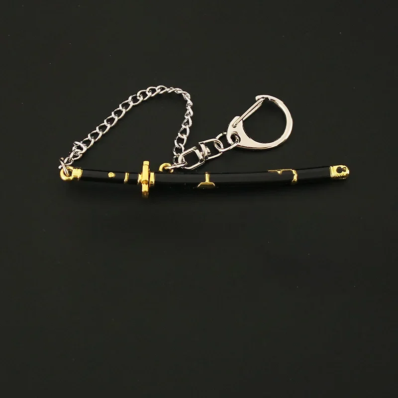 Porte-clés de dessin animé Roronoa Zoro, arme de 9cm, modèle en métal Katana samouraï, couteau épée, cadeaux, jouets pour garçons, Collection