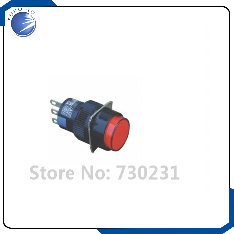 Free Shipping 1Pcs 16mm Red Sign Normally Open/Closed Push Button Switch LA128 LA16-Y-11 hym