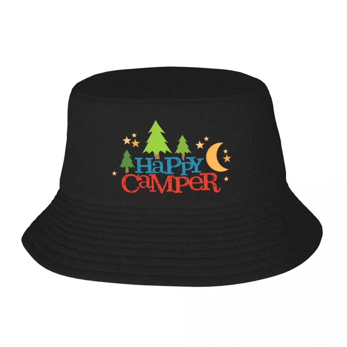 Custom Happy  Bucket Hat Men Women Fashion Summer Outdoor Sun Explore Wilderness Camping Fisherman Cap