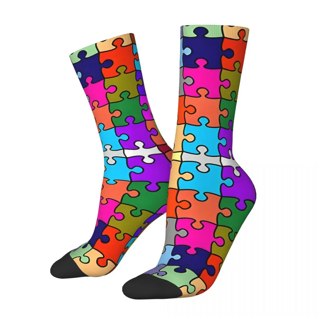 Jigsaw Colorful Jigsaw Puzzle - Jigsaw Puzzle Bath Mat Kawaii Socks Hiking Cartoon Pattern Socks