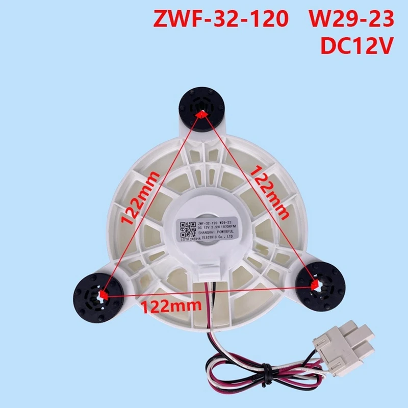 Motor de ventilador de geladeira e freezer para geladeira Meiling ZWF-32-120 W29-23 Motor de ventilador de refrigeração DC12V 2.5W 1870RPM