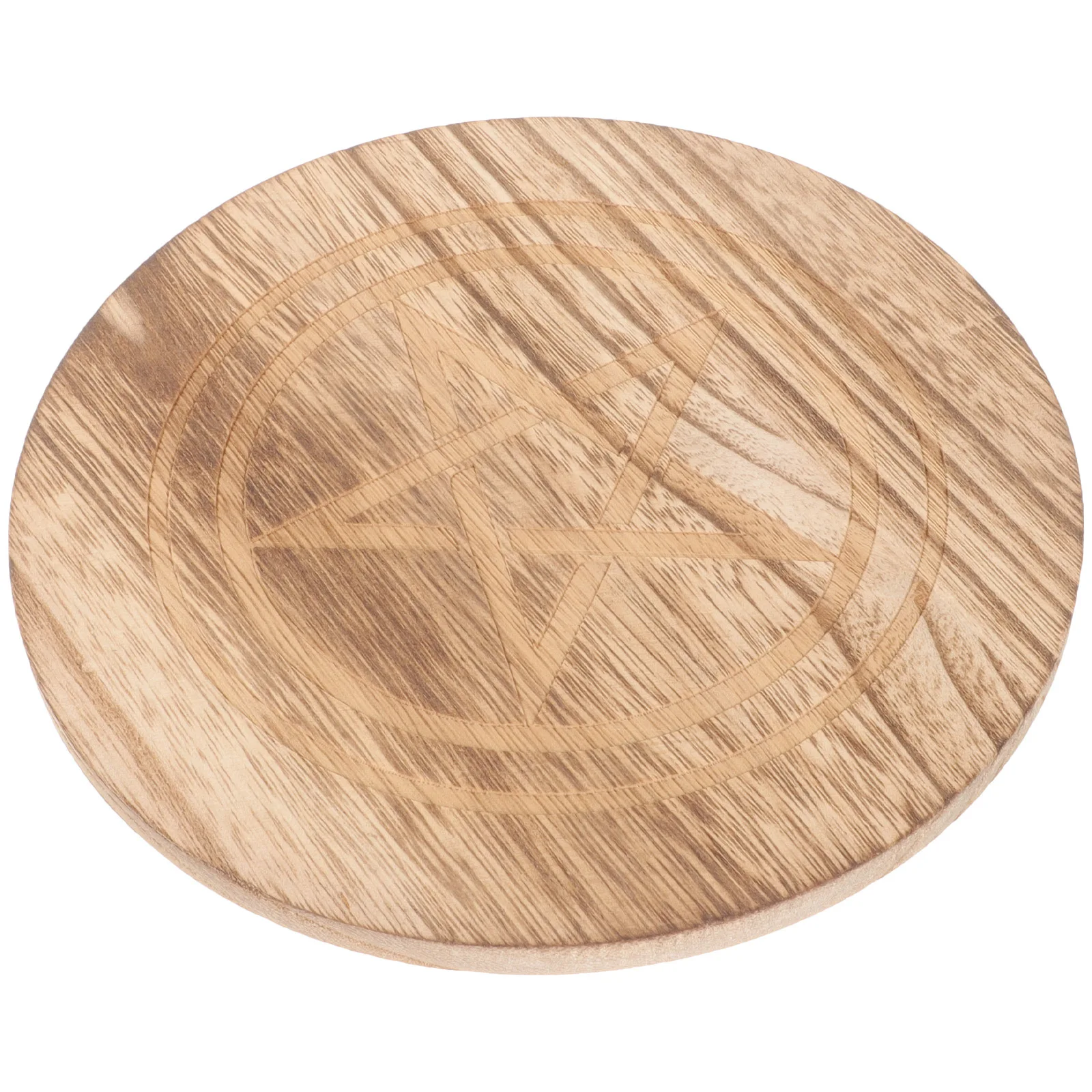 

Round Altar Wooden Tray Pentacle Pattern Decorative Sacrificial Offering Plate for Worship Home Temple Use Wooden Tray