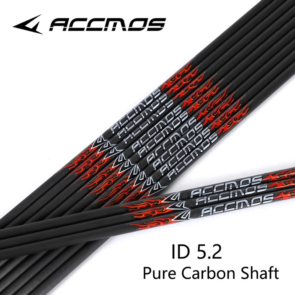 

ACCMOS ID5.2mm Arrow Shaft Spine300 350 400 500 600 700 800 Pure Carbon Arrow Tube 31inch For Bow Archery Hunting Shooting