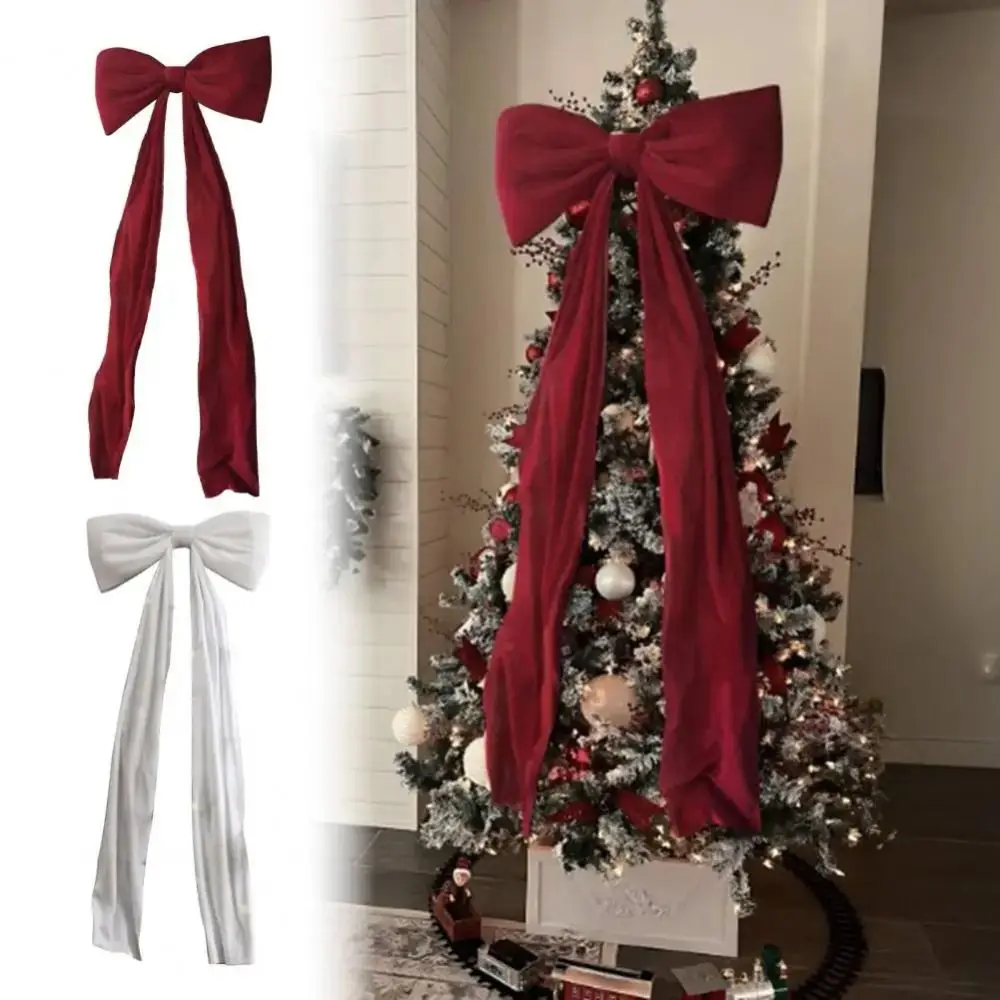 

Elegant Large Christmas Bowknot 50x180cm Satin Xmas Tree Topper Bows Cute Red/White Ribbon Bowknot Decorations Children Gifts