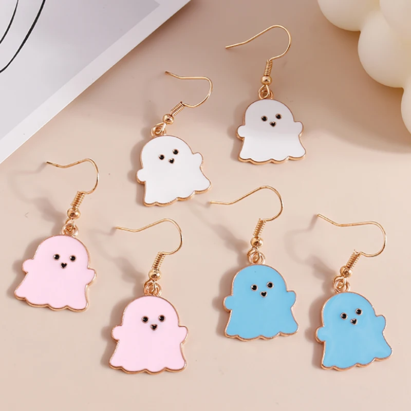 Aihua Fashion Halloween Ghost Earring Set Enamel Bat Spider Mummy Skeleton Pumpkin Earrings Halloween Night Party Jewelry Gifts