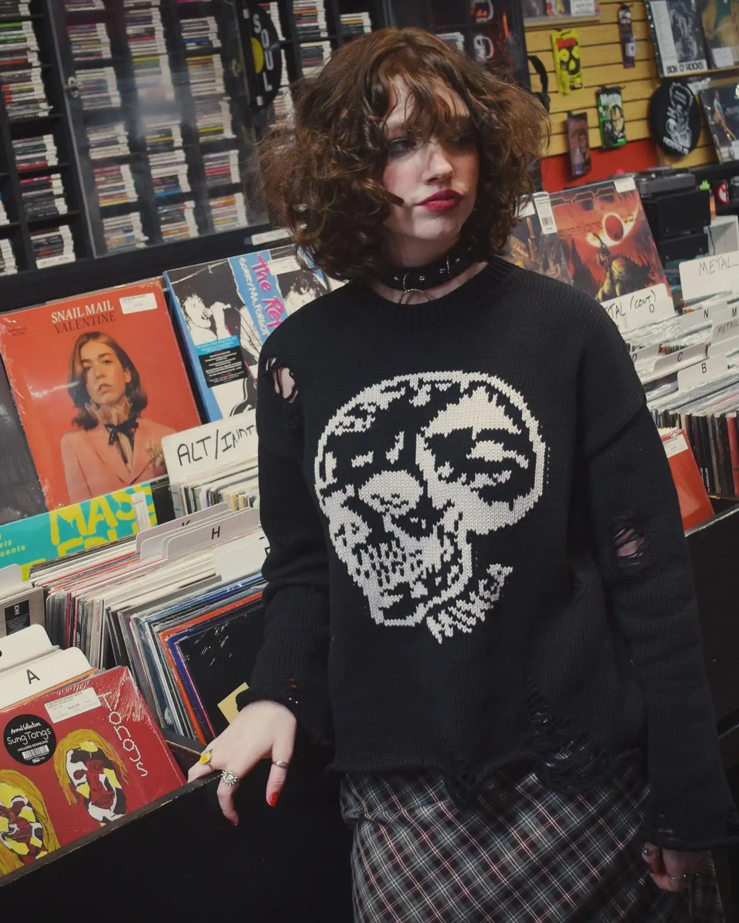 Harajuku pullover winter American Women's Streetwear Skull Style Sweater 2000s Long Sleeve Gothic Print autumn sweater Oversize