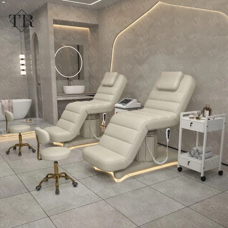 

Кушетка для наращивания ресниц Turri Beauty Lash Bed, массажный стол для хиропрактики, регулируемая, коричневая, со светодиодной подсветкой, для салонов, спа и отелей