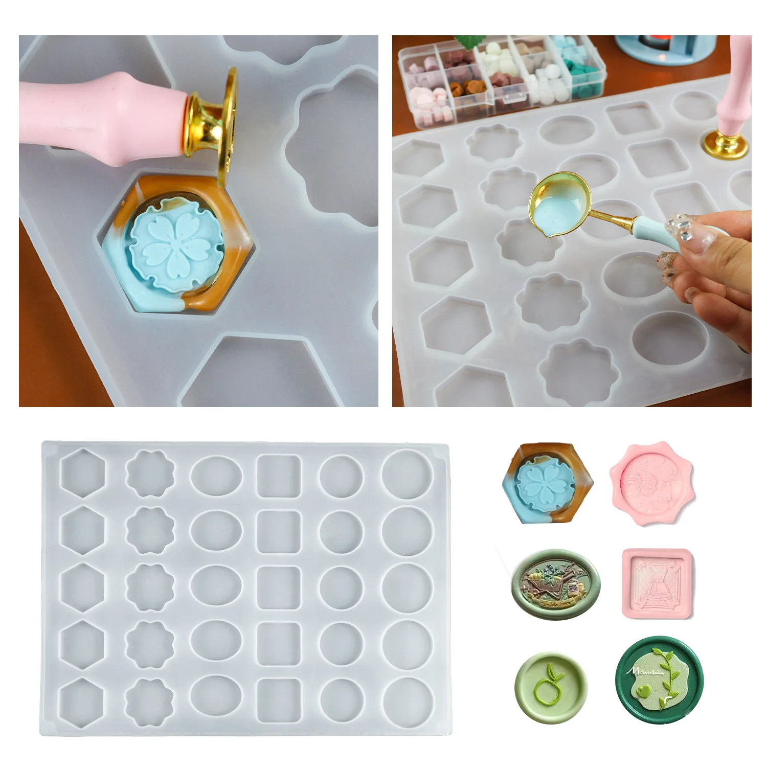 Diy 1 peça 30 até mesmo selo geométrico selo de cera envelope molde de silicone molde de cozimento de biscoito de chocolate