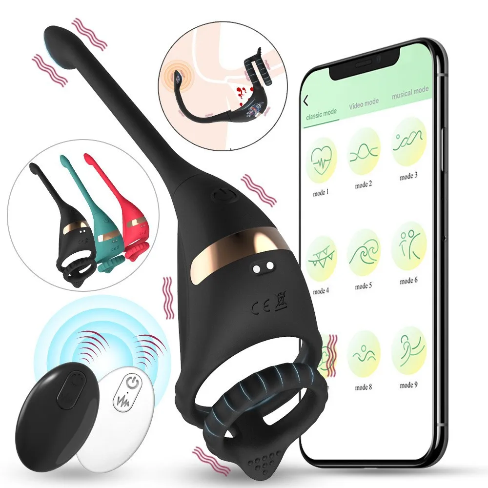 Mini Vibrerende Cock Ring Sint Stimulator Met Prostaat Massager App Controle Seksspeeltjes Voor Mannen Koppels Anale Butt Plug Penis Ring