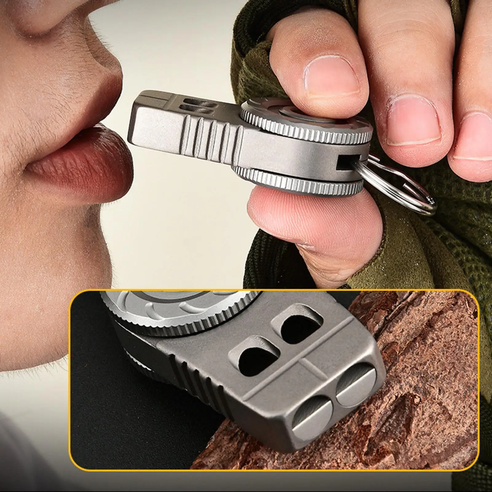 Titanium Alloy Survival Whistle Keychain Loud Emergency Signals Multifunctional Tool For Outdoor Hiking Camping Hunting Kayaking