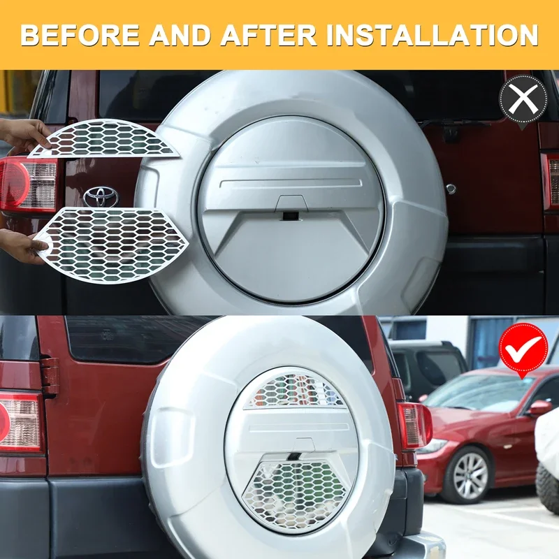For Toyota FJ Cruiser 2007-2021 Car spare tire cover decorative patch Stainless steel + aluminum alloy Exterior accessories