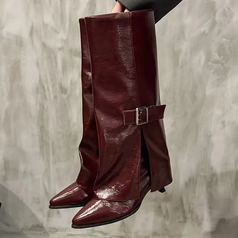 Botas altas para mujer Moda 2025 Nuevas botas hasta el muslo con punta puntiaguda europeas y americanas