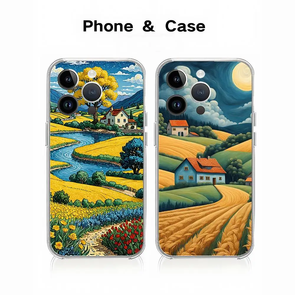

Rural Scenery Wheat Field Art Phone Case For Iphone 17 16 15 11 13 14 Pro Max 7 8 Plus X Xr Xs Max Se2020 12mini Transparent Cov