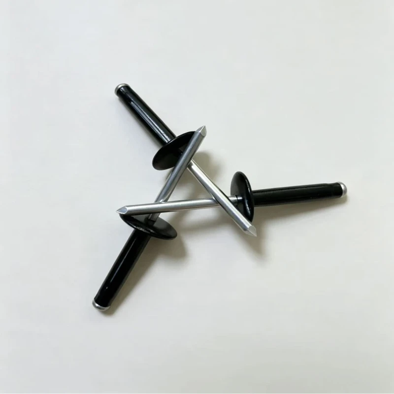 Large Flange Blind Rivet Black Painted Aluminium Trifold Blind Rivets Automotive Aluminium Bulb Blind Rivet With Silver Mandrel