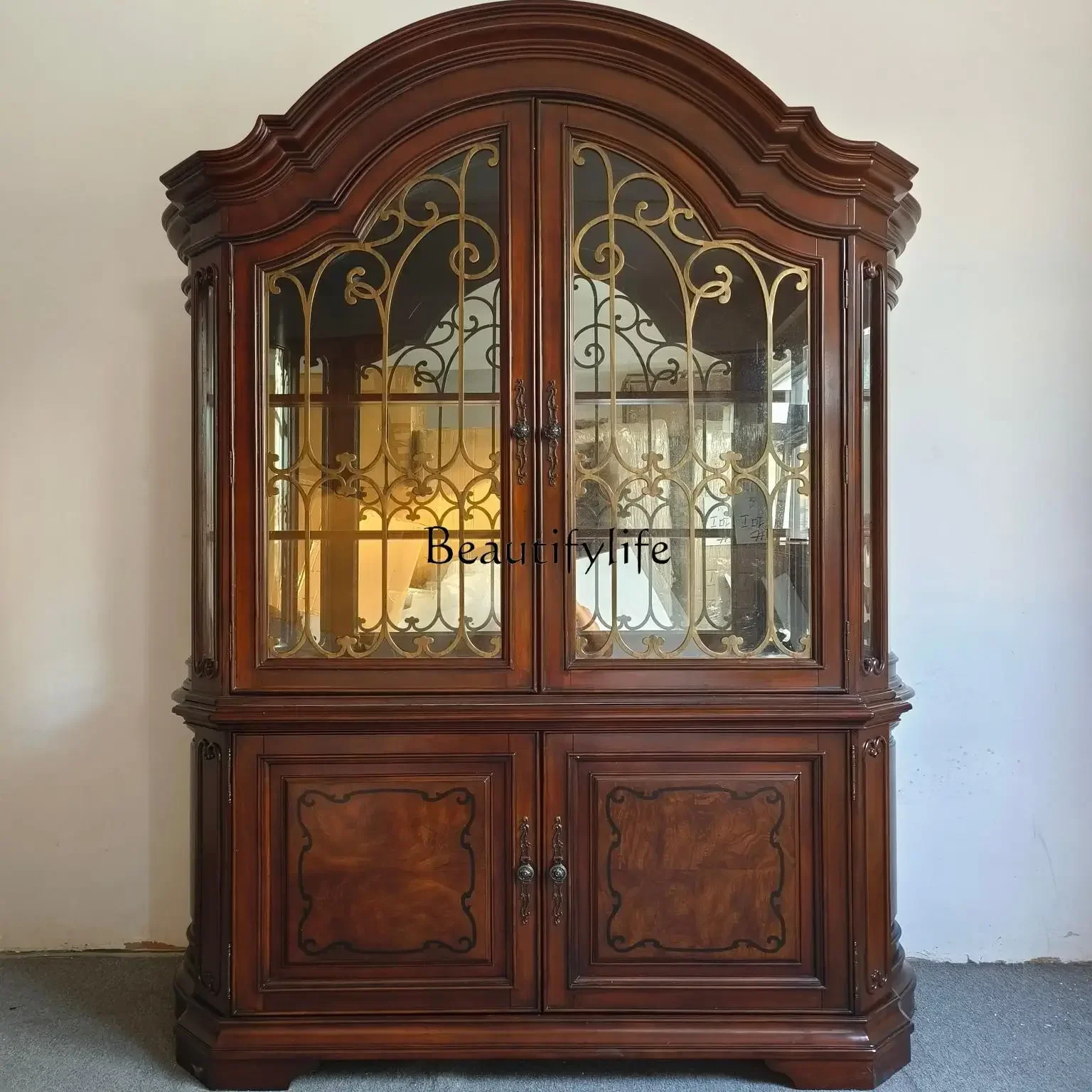 03LDouble-door wine cabinet and dish cabinet with exquisite and classic design