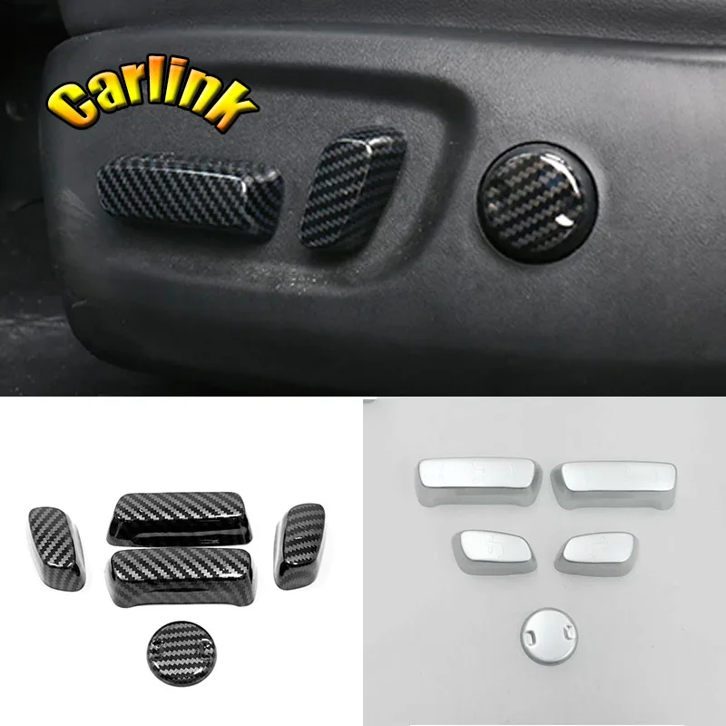 

For Toyota Highlander Kluger 2014-2018 ABS Matte/Carbon Car front Seat adjustment Switch Frame Panel Cover Trim accessories 5PCS