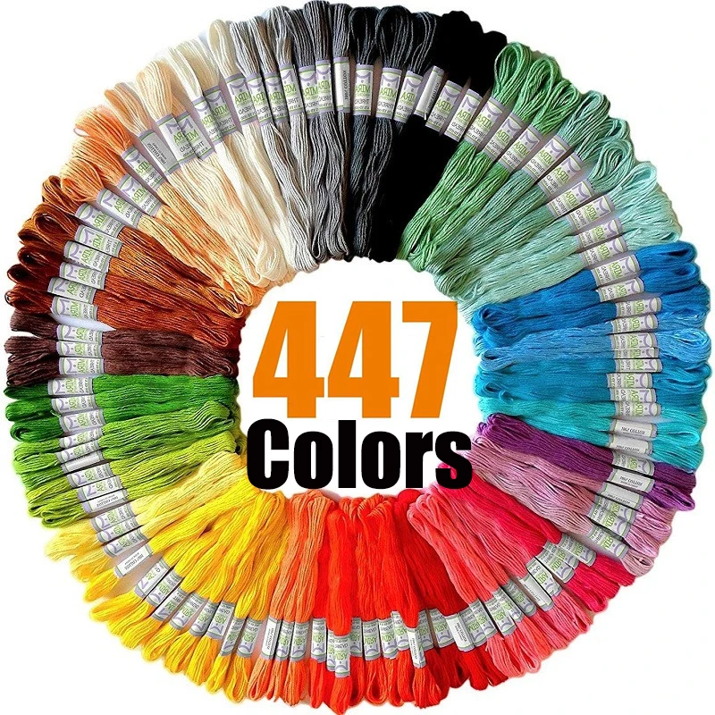 

447 Sewing Embroidery Thread Set DMC Floss Skeins Threads For Knitting Cross Stitch Chinese Crochet Weaving Yarn Kit Cotton Cord