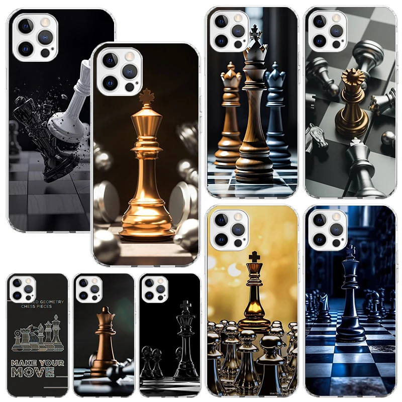 Competitive Chess Game Phone Case For Iphone 16 15 14 13 Pro Max 12 Mini 11 X Xr Xs 7 Plus 8 + Se 2020 Art Fundas Back Cover