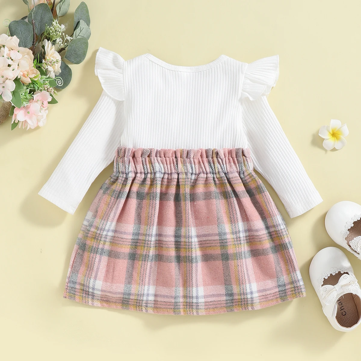 Girls Plaid Skirt Dress Spring Autumn Letter Print Color Block Dress Baby Girls Clothing Spring Summer Autumn Winter