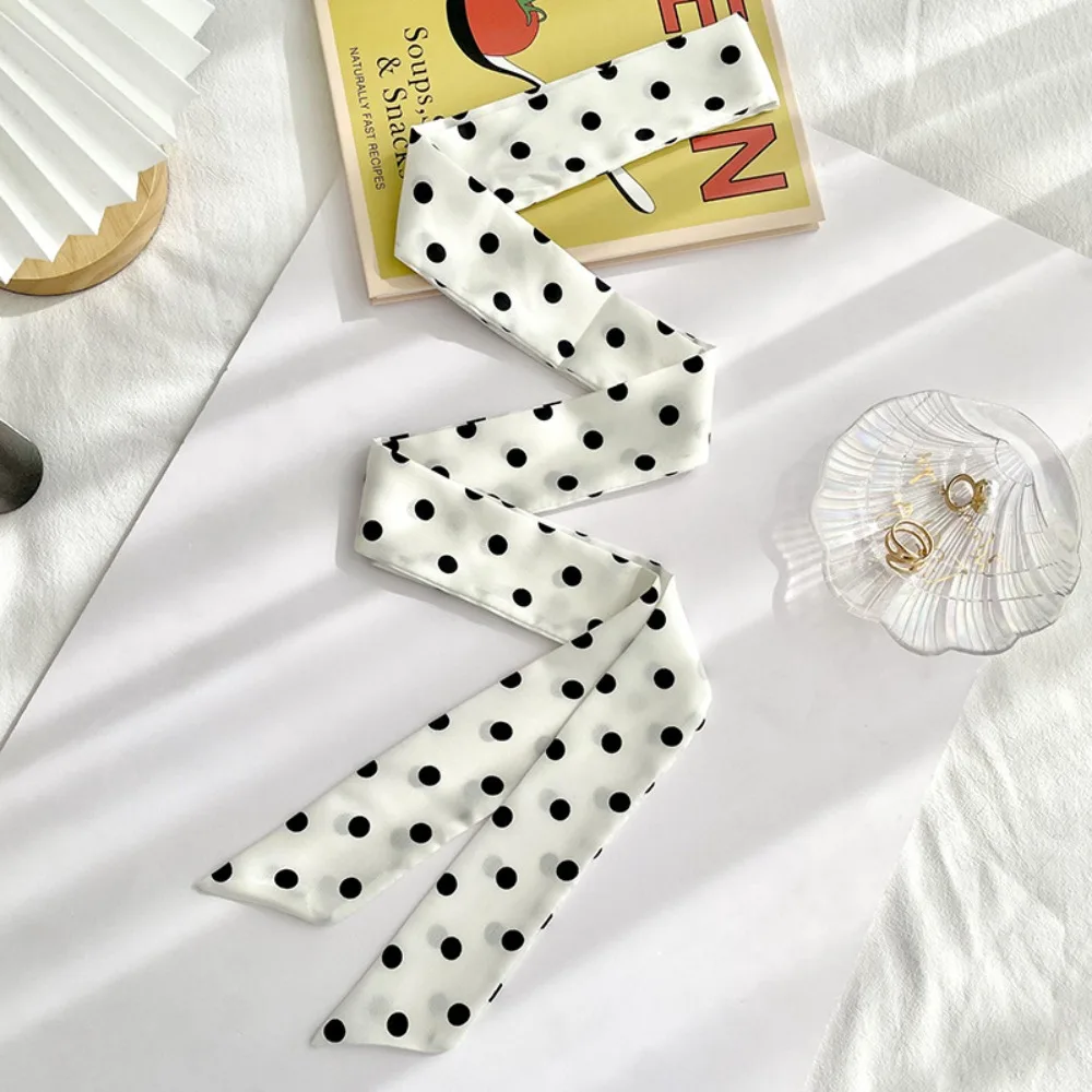 

Sweet Ribbon Polka Dot Scarf Printed Retro Scarf Headband Hair Accessories Neckerchief Long Scarves Outdoor