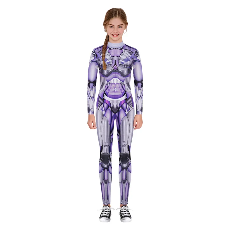 Chłopcy dziewczęta Hallwheen body Cosplay kostium steampunkowy nadruk szkieletu kombinezony mechaniczne Zentai Romper Casual strój fitness