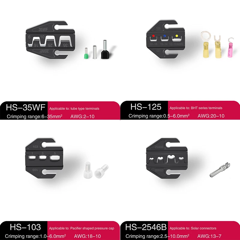 Imagem -05 - Alicate de Crimpagem hs Mandíbula para Inserção de Mola Pré-isolada Impermeável tipo Tubo Terminal de Cabo Coaxial Polegadas