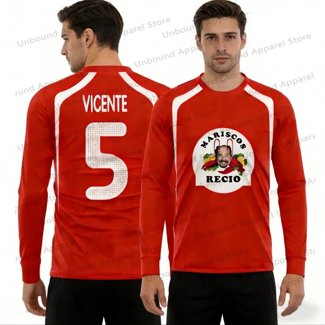 Herren Sport-T-Shirt, atmungsaktiv, schnell trocknend, Mariscos Recio Jersey, Geschenk, Humor, Meeresfrüchte, Garnelen, Fußball, AMADOR, langärmeliges T-Shirt