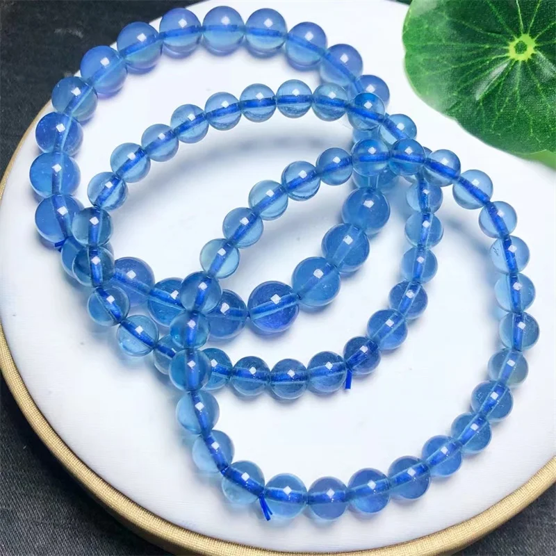 Natural Aquamarine Bracelet Women Reiki Healing Fengshui Lucky Bangles Women Hoilday Gift 1PCS 8/10MM