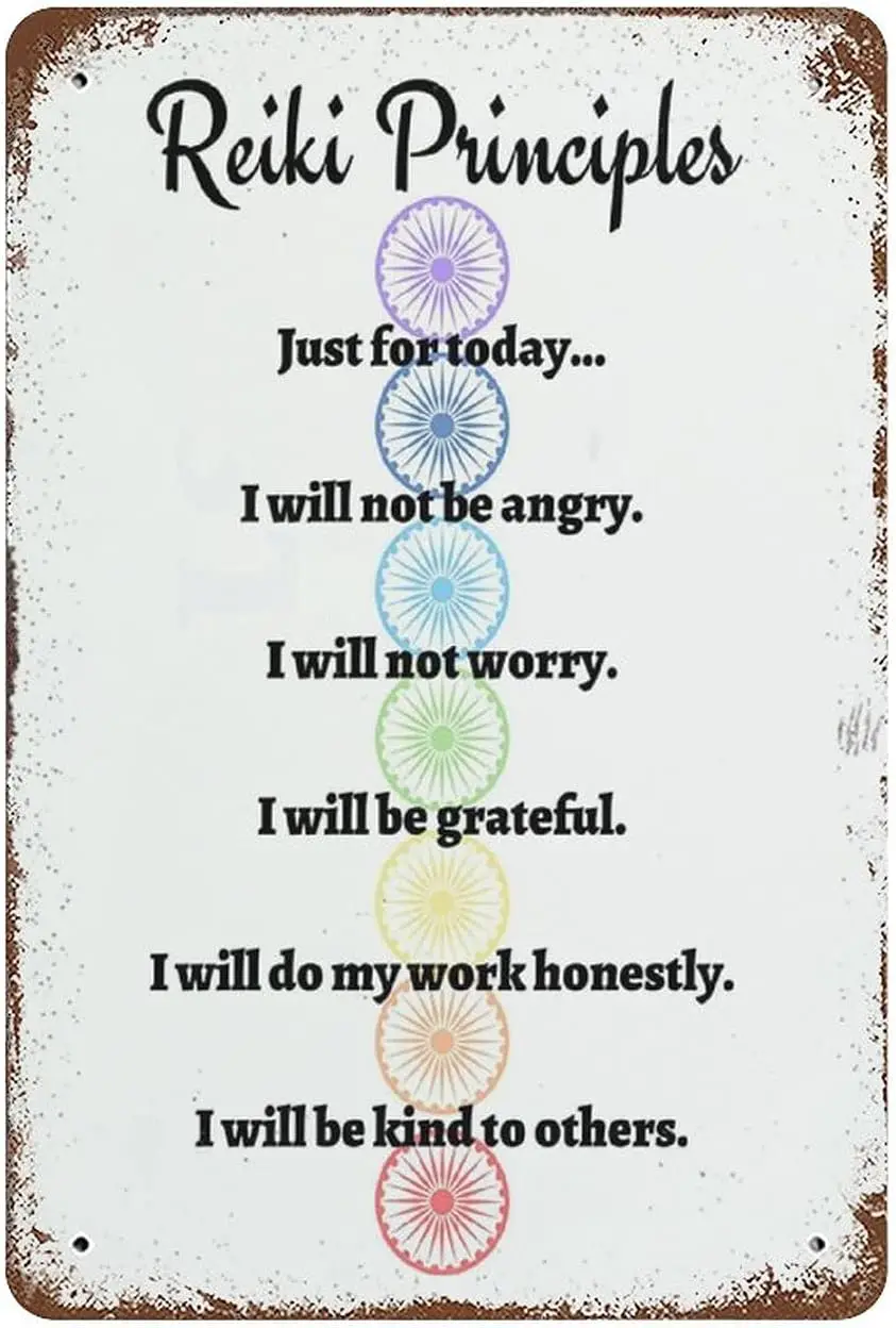 5 مبادئ الريكي مع شقرا معدن الحديد اللوحة الرجعية المشارك تين تسجيل خمر جدار ديكور ملصق لوحة معدنية ورقة ألومي القصدير #1