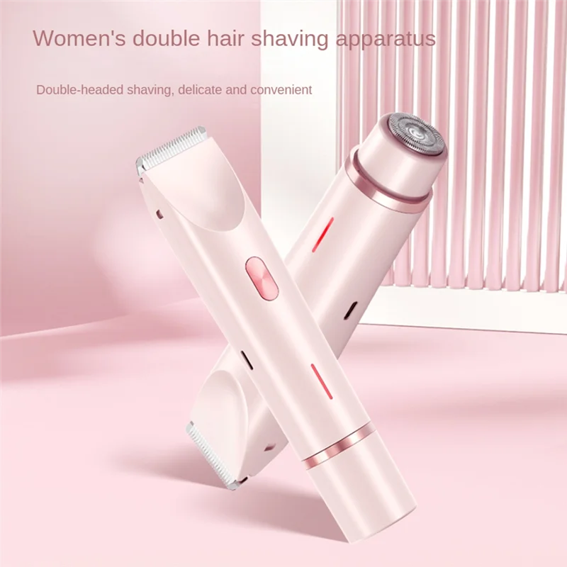 

Триммер для бикини для женщин, электробритва 2-в-1, удаление волос на теле и лице, двойная головка для лобкового лица, подмышек, ног