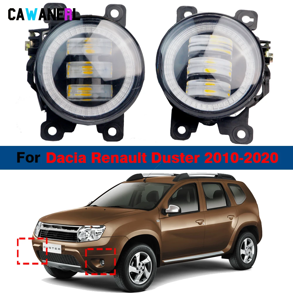 Luz LED antiniebla de ojo de ángel para parachoques delantero de coche, lámpara de circulación diurna de 6000LM, 12V, DRL H11, para Dacia Renault