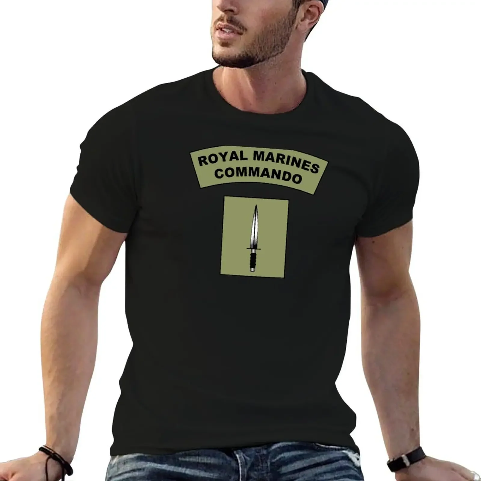 British Royal Marines Commando Dagger Logo T-Shirt heavyweights Aesthetic clothing plain black t shirts men